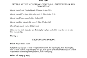 Nghị định 105/2013/NĐ-CP xử phạt vi phạm hành chính kế toán kiểm toán độc lập