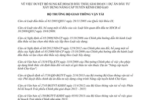 Quyết định 2812/QĐ-BGTVT 2013 kế hoạch đấu thầu giai đoạn 1 Dự án nâng cấp tuyến kênh Chợ Gạo