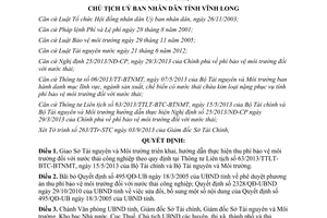 Quyết định 1531/QĐ-UBND năm 2013 thu phí bảo vệ môi trường nước thải công nghiệp Vĩnh Long
