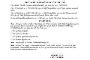 Quyết định 1738/QĐ-UBND năm 2013 công bố thủ tục hành chính Thanh tra Trà Vinh