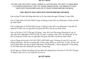 Quyết định 5058/QĐ-UBND 2013 chuyển Phòng kiểm soát thủ tục hành chính sang Sở Tư pháp thành phố Hồ Chí Minh