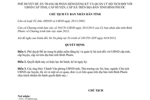 Quyết định 1717/QĐ-UBND năm 2013 trang bị phần mềm đăng ký quản lý hộ tịch Bình Phước
