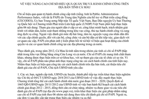 Chỉ thị 06/CT-UBND năm 2013 nâng cao chỉ số hiệu quả quản trị hành chính công Cà Mau