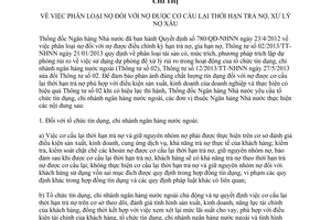 Chỉ thị 04/CT-NHNN năm 2013 phân loại nợ thời hạn trả nợ xử lý nợ xấu