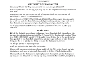 Quyết định 1323/QĐ-UBND 2013 tiêu chí trong tiêu chuẩn đánh giá chất lượng giáo dục Lạng Sơn
