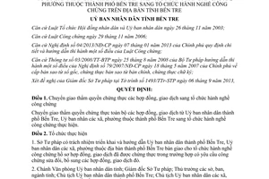 Quyết định 1660/QĐ-UBND năm 2013 chuyển giao thẩm quyền chứng thực Bến Tre