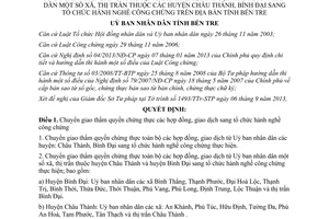 Quyết định 1661/QĐ-UBND năm 2013 chuyển giao thẩm quyền chứng thực Bến Tre