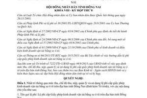 Nghị quyết 91/2013/NQ-HĐND thu lệ phí cấp giấy phép kinh doanh vận tải Đồng Nai