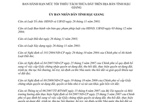 Quyết định 25/2013/QĐ-UBND hạn mức tối thiểu tách thửa đất Hậu Giang