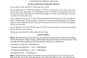 Quyết định 34/2013/QĐ-UBND biểu giá nước sạch dùng cho sinh hoạt dân cư Sóc Trăng