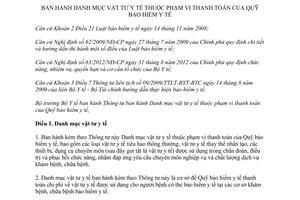 Thông tư 27/2013/TT-BYT Danh mục vật tư y tế Quỹ bảo hiểm y tế