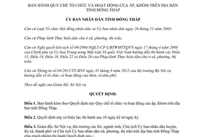 Quyết định 30/2013/QĐ-UBND Quy chế tổ chức hoạt động ấp khóm Đồng Tháp