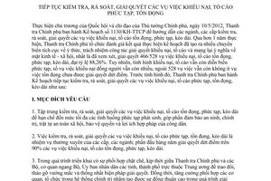 Kế hoạch 2100/KH-TTCP năm 2013 kiểm tra rà soát giải quyết khiếu nại tố cáo phức tạp tồn đọng