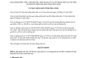 Quyết định 32/2013/QĐ-UBND mức thu chế độ thu nộp quản lý sử dụng phí Bến xe Trà Vinh
