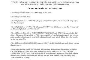 Quyết định 39/2013/QĐ-UBND giá tiêu thụ nước sạch không dùng cho mục đích sinh hoạt Hà Nội