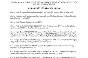 Quyết định 509/2013/QĐ-UBND Quy chế quản lý thống nhất hoạt động đối ngoại Bắc Giang