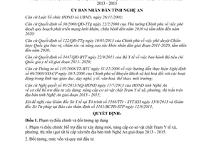 Quyết định 52/2013/QĐ.UBND mức hỗ trợ đầu tư xây dựng Trạm Y tế Nghệ An 2013 2015