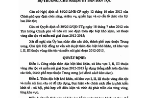 Quyết định 447/QĐ-UBDT năm 2013 công nhận thôn đặc biệt khó khăn dân tộc miền núi 2012 2015