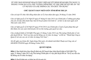 Quyết định 2277/QĐ-UBND 2013 thực hiện Quyết định 843/QĐ-TT Xử lý nợ xấu hệ thống tổ chức tín dụng Bình Thuận