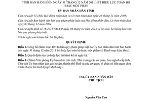 Quyết định 1882/QĐ-UBND năm 2013 công bố Danh mục văn bản hết hiệu lực Ủy ban Thừa Thiên Huế