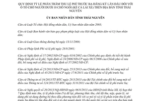 Quyết định 18/2013/QĐ-UBND thu lệ phí trước bạ ô tô chở người dưới 10 chỗ ngồi Thái Nguyên