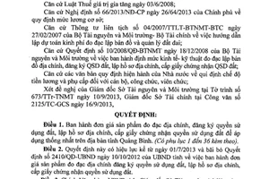 Quyết định 2313/QĐ-UBND đơn giá đo đạc địa chính đăng ký quyền sử dụng đất Quảng Bình 2013