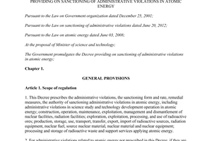 Decree No.107/2013/ND-CP sanctioning of administrative violations in atomic energy