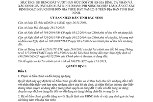 Quyết định 341/2013/QĐ-UBND hệ số điều chỉnh giá đất 2013 Bắc Ninh