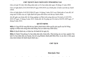 Quyết định 3026/QĐ-UBND năm 2013 công bố bổ sung Bộ thủ tục hành chính Sở Nông nghiệp