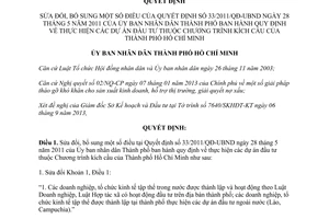 Quyết định 38/2013/QĐ-UBND sửa đổi dự án đầu tư thuộc chương trình kích cầu TPHCM