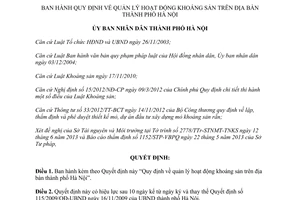 Quyết định 40/2013/QĐ-UBND quản lý hoạt động khoáng sản Hà Nội