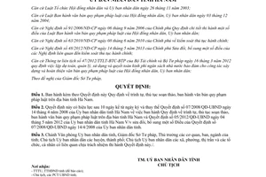 Quyết định 49/2013/QĐ-UBND trình tự thủ tục ban hành văn bản pháp luật Hà Nam