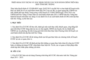 Kế hoạch 65/KH-UBND 2013 triển khai xây dựng xác định Chỉ số cải cách hành chính Sóc Trăng