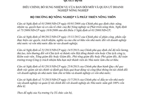 Quyết định 2166/QĐ-BNN-TCCB năm 2013 điều chỉnh Quản lý doanh nghiệp nông nghiệp