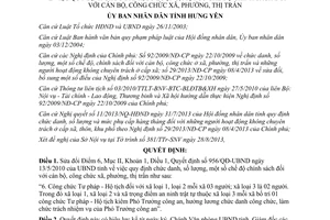 Quyết định 10/2013/QĐ-UBND chức danh số lượng chế độ chính sách cán bộ công chức Hưng Yên