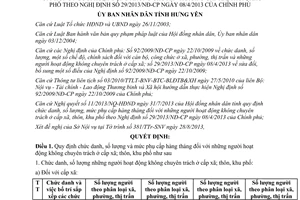 Quyết định 11/2013/QĐ-UBND chức danh phụ cấp hàng tháng người hoạt động không chuyên trách Hưng Yên