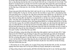 Chỉ thị 15/CT-UBND năm 2013 lập nộp lưu hồ sơ tài liệu lưu trữ cơ quan Sơn La