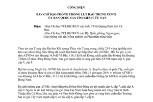 Công điện 68/CĐ-TW năm 2013 chủ động đối phó áp thấp nhiệt đới gió mùa Tây Nam