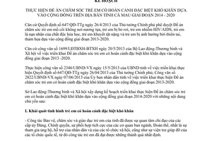 Kế hoạch 52/LĐTBXH năm 2013 chăm sóc trẻ em hoàn cảnh đặc biệt khó khăn Cà Mau 2014 - 2020