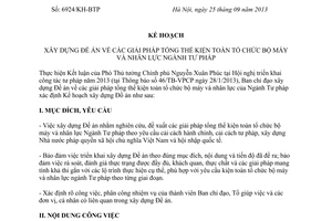 Kế hoạch 6924/KH-BTP 2013 kiện toàn tổ chức bộ máy nhân lực Ngành Tư pháp