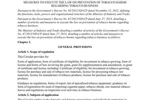 Circular No. 21/2013/TT-BCT detailing measures to execute Decree No. 67/2013/ND-CP