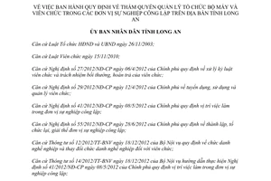 Quyết định 52/2013/QĐ-UBND thẩm quyền quản lý tổ chức bộ máy công lập Long An