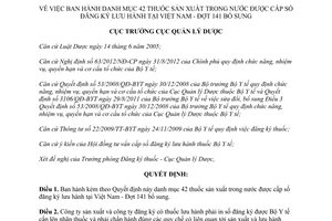 Quyết định 252/QĐ-QLD năm 2013 danh mục 42 thuốc sản xuất trong nước lưu hành Việt Nam