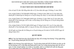 Quyết định 40/2013/QĐ-UBND xét tặng Giải thưởng Công nghệ thông tin Hồ Chí Minh