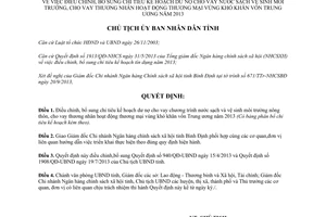 Quyết định 2718/QĐ-UBND năm 2013 điều chỉnh chỉ tiêu kế hoạch dư nợ cho vay tỉnh Bình Định