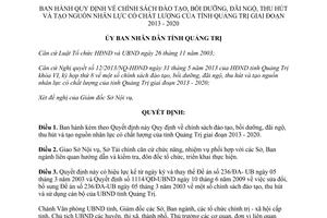 Quyết định 23/2013/QĐ-UBND  đào tạo bồi dưỡng thu hút nhân lực có chất lượng Quảng Trị