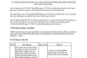 Hướng dẫn 879/HD-STC 2013 mức chi công tác cải cách hành chính nhà nước địa bàn Vĩnh Long