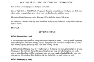 Thông tư 23/2013/TT-BKHCN  đo lường đối với phương tiện đo nhóm 2