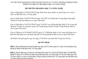 Quyết định 2973/QĐ-BKHCN năm 2013 Tổ chức quản lý cổng thông tin điện tử Bộ Khoa học