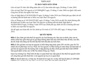 Quyết định 1925/QĐ-UBND năm 2013 giá tính thuế tài nguyên Thừa Thiên Huế